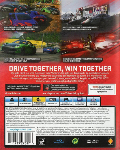Driveclub - PlayStation 4 Rückseite
