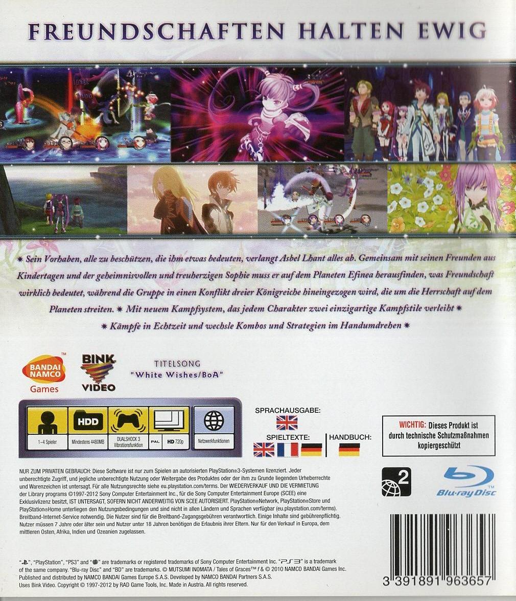 Tales of Graces f - PlayStation 3 Rückseite
