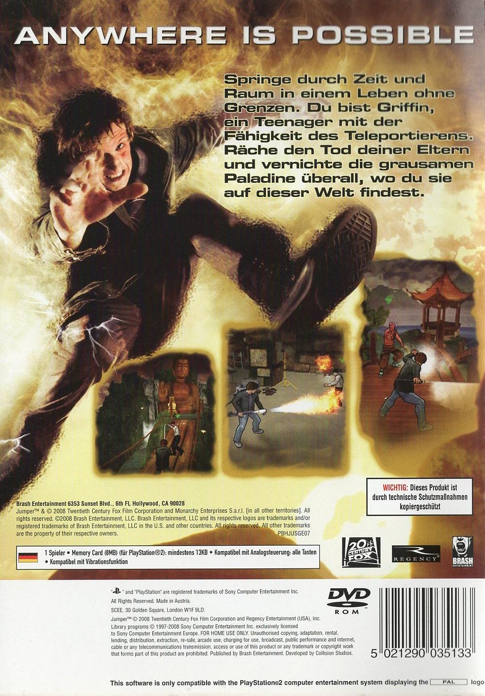 Jumper: Griffin's Story - PlayStation 2 Rückseite