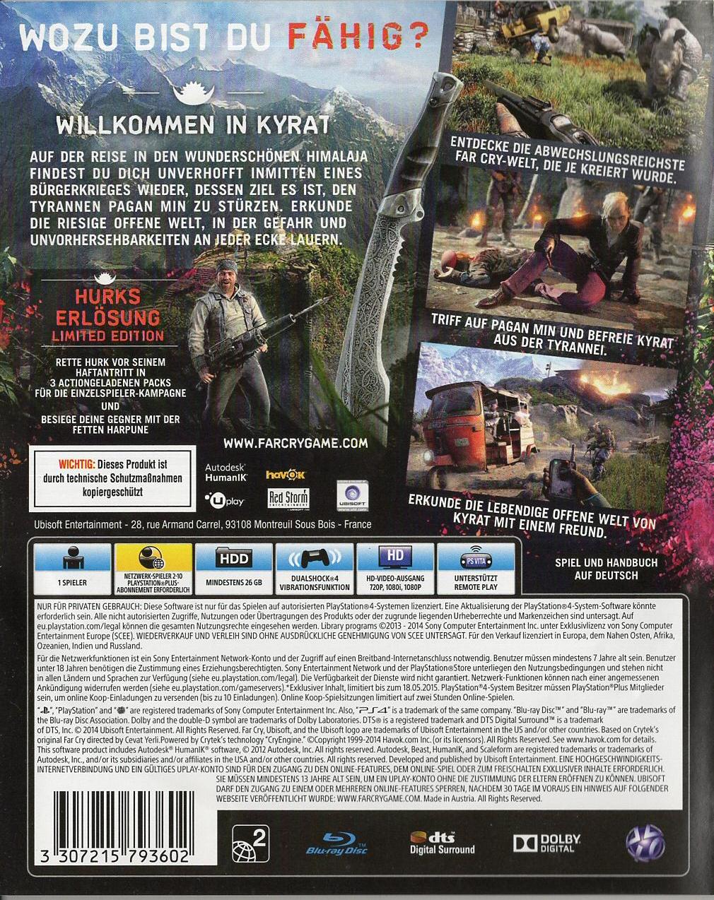 Far Cry 4 - PlayStation 4 Rückseite