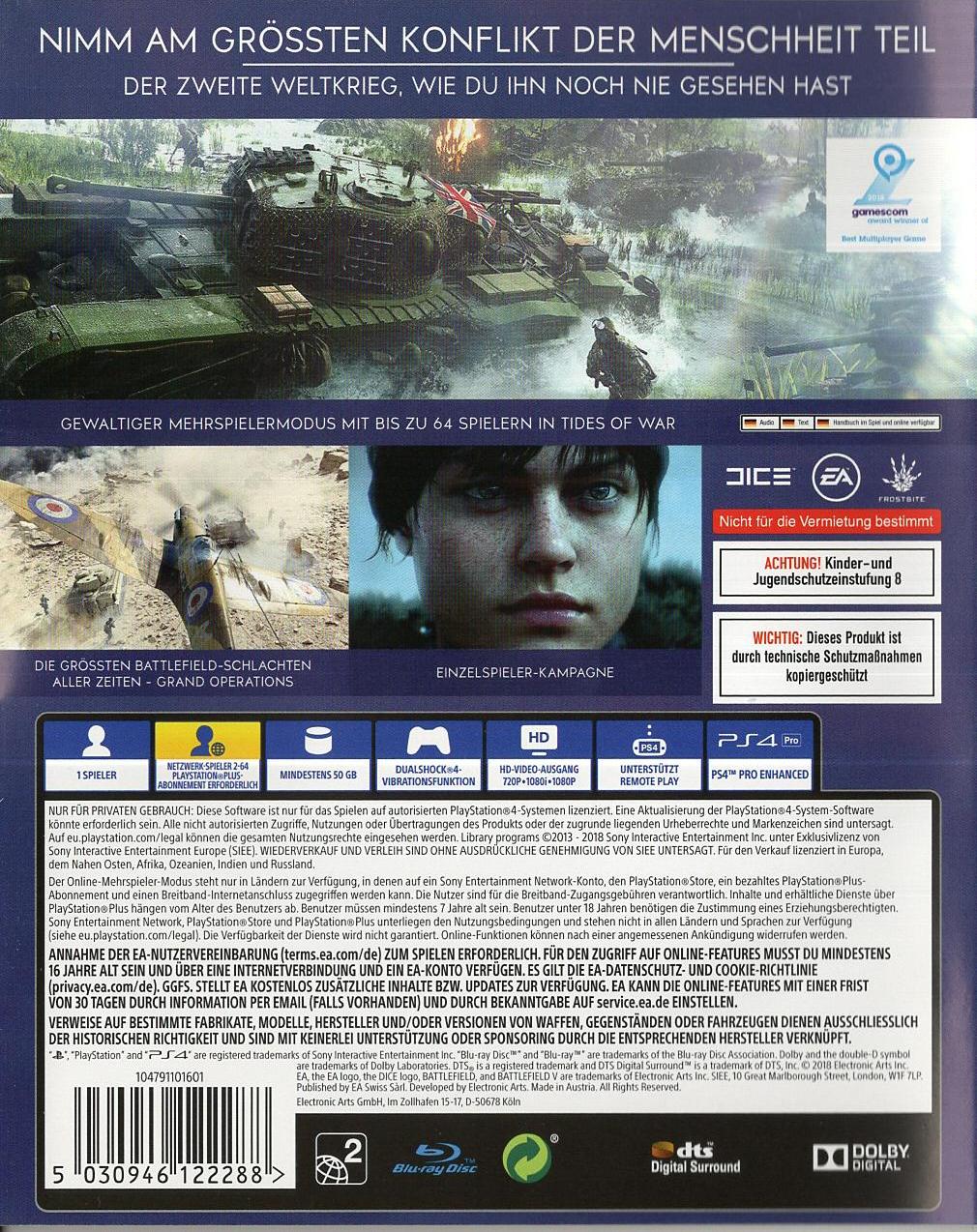 Battlefield V - PlayStation 4 Rückseite