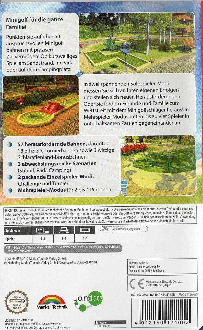 3D Minigolf - Nintendo Switch Rückseite