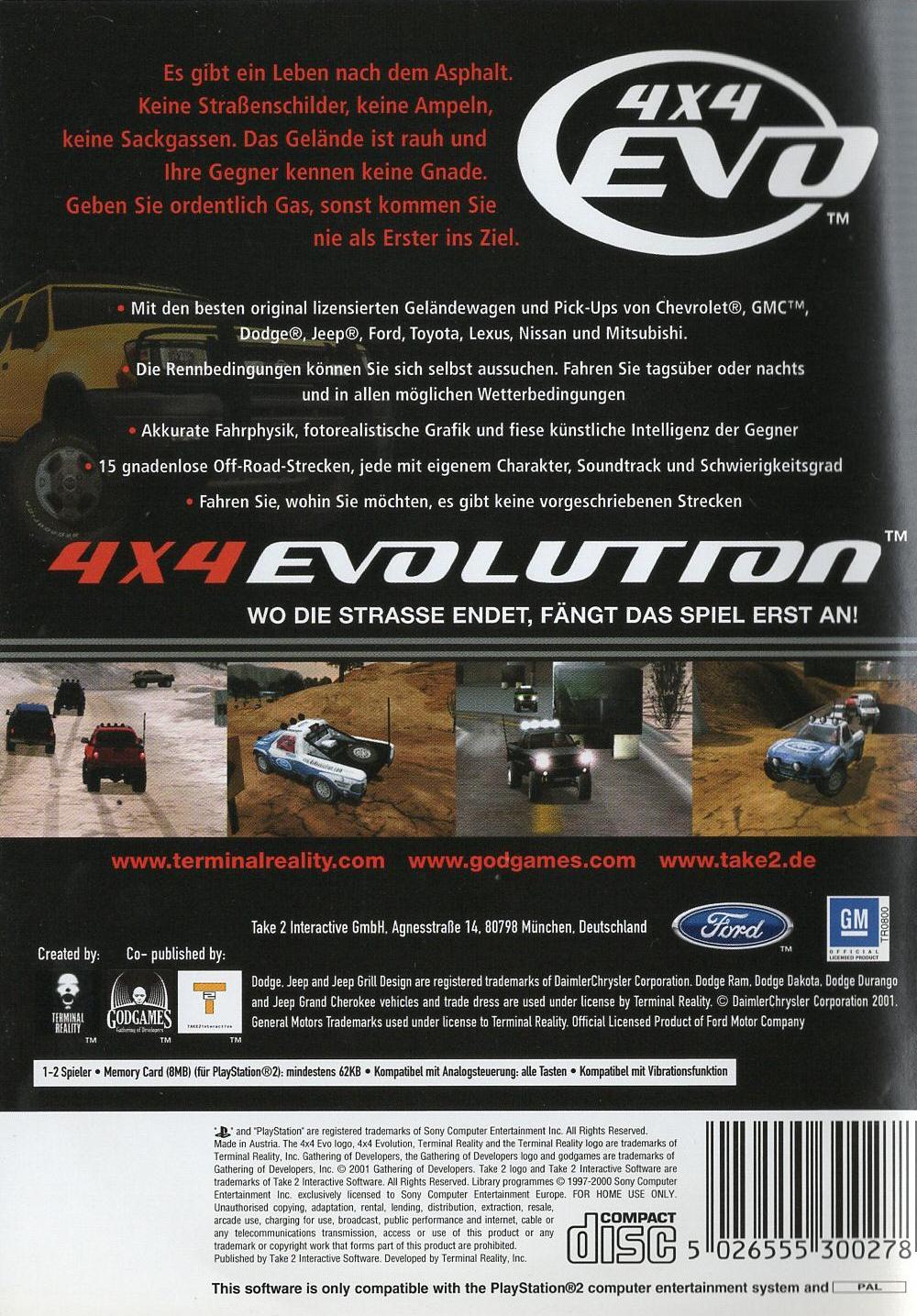 4x4 Evolution - PlayStation 2 Rückseite