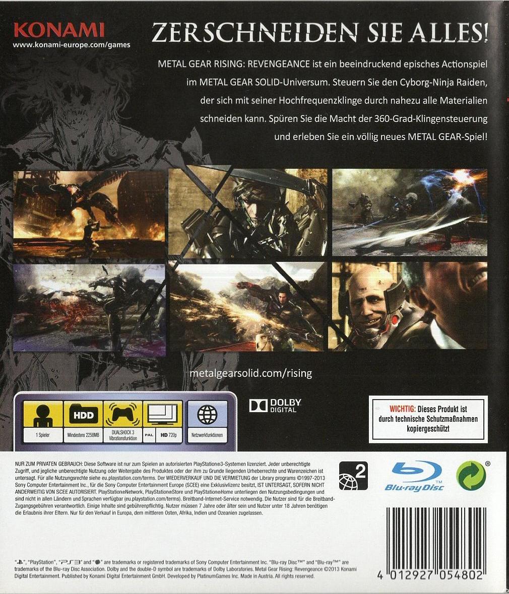 Metal Gear Rising: Revengeance - PlayStation 3 Rückseite