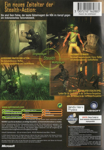 Tom Clancy's Splinter Cell: Pandora Tomorrow - Xbox Rückseite