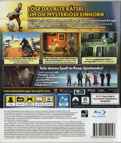 Die Abenteuer von Tim und Struppi: Das Geheimnis der Einhorn - PlayStation 3 Rückseite