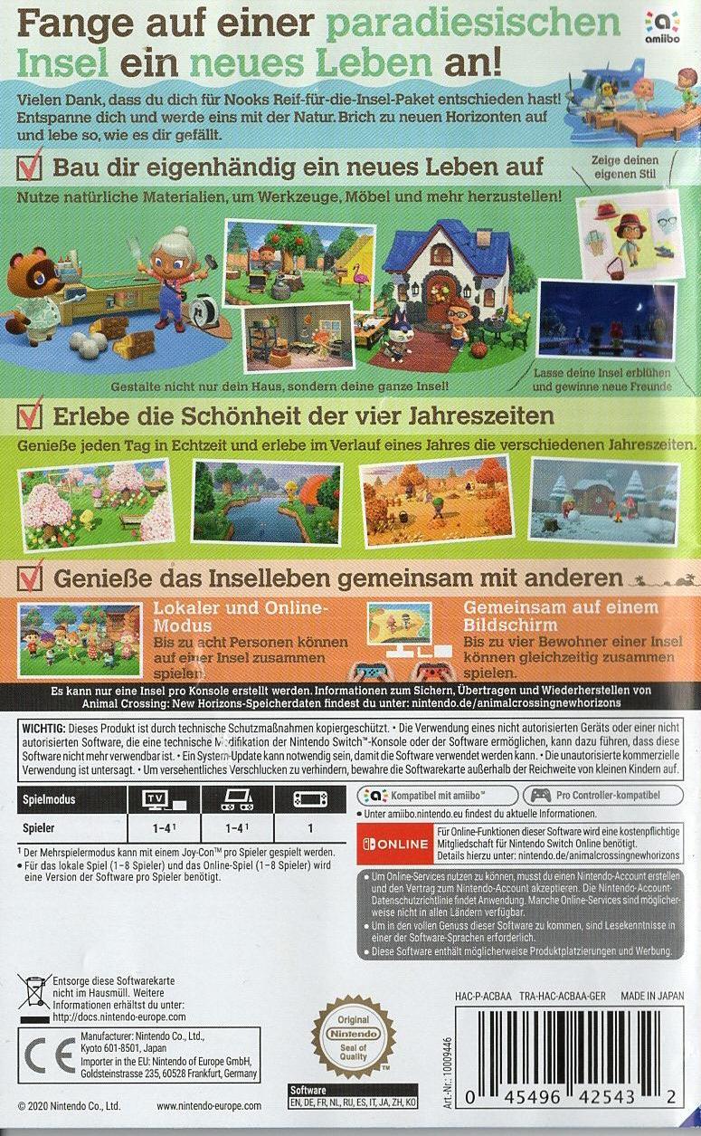 Animal Crossing: New Horizons - Nintendo Switch Rückseite