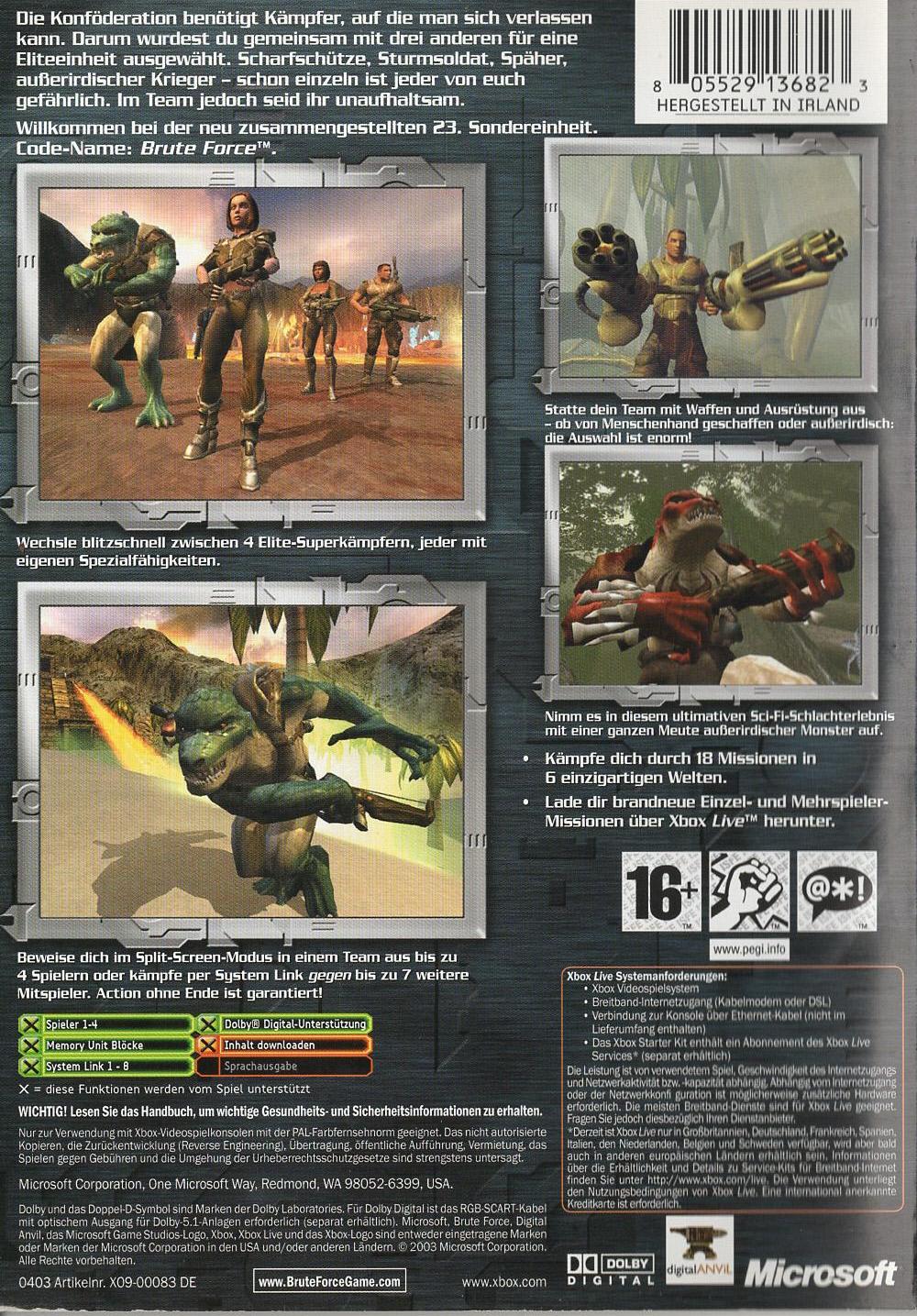 Brute Force - Xbox Rückseite