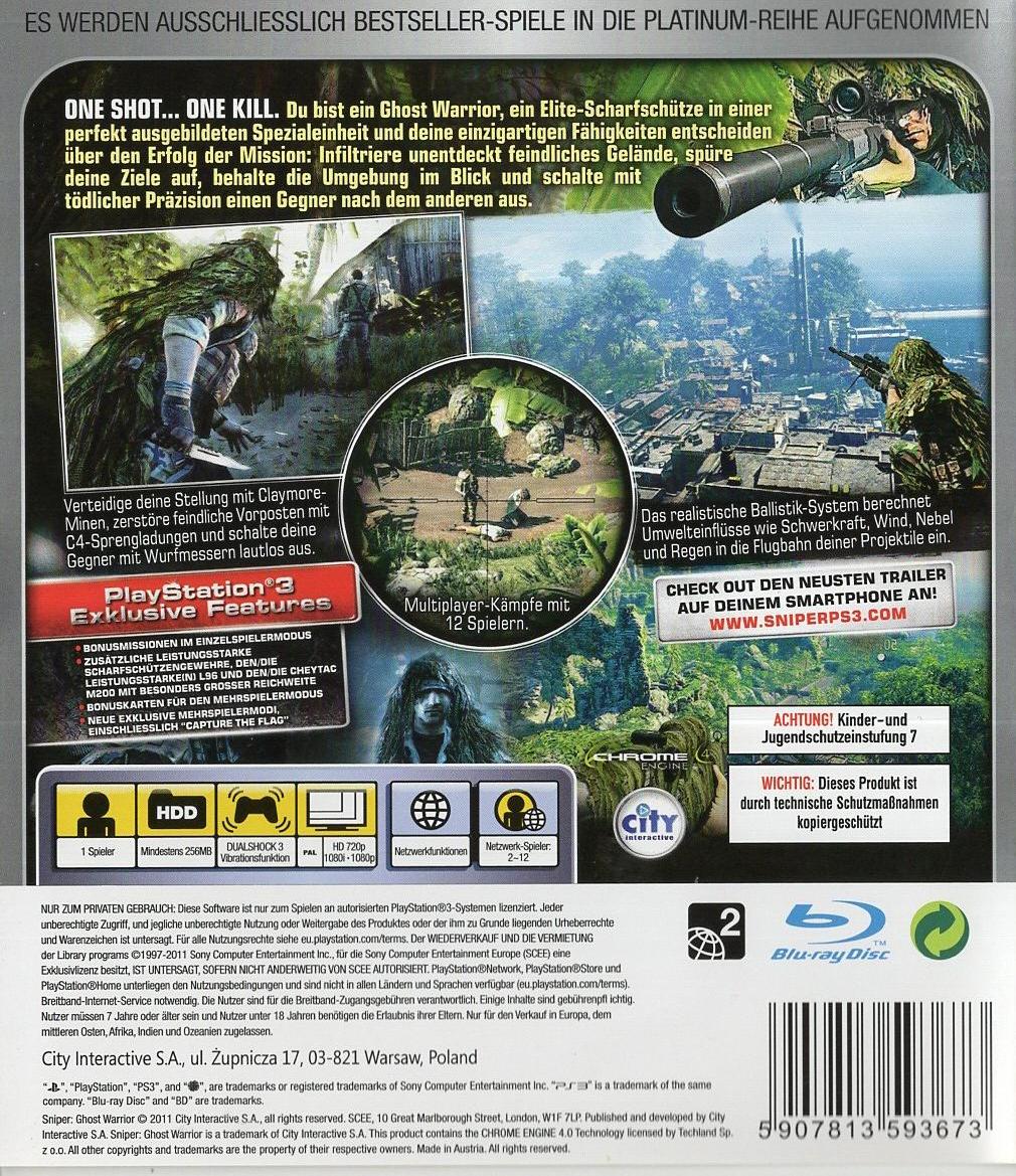 Sniper: Ghost Warrior - PlayStation 3 Rückseite