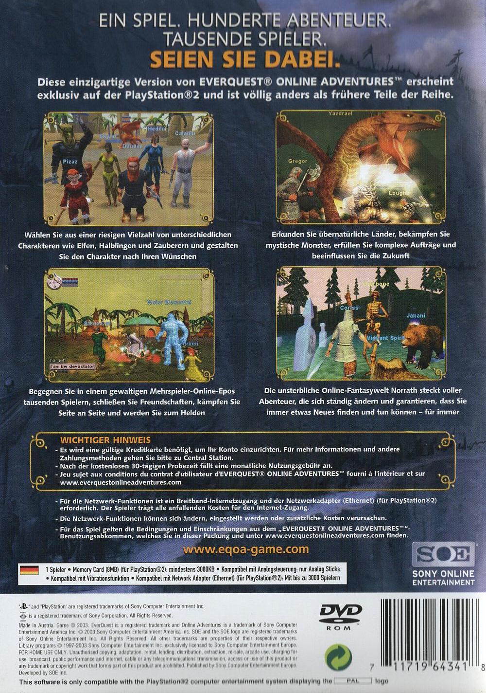 EverQuest Online Adventures - PlayStation 2 Rückseite