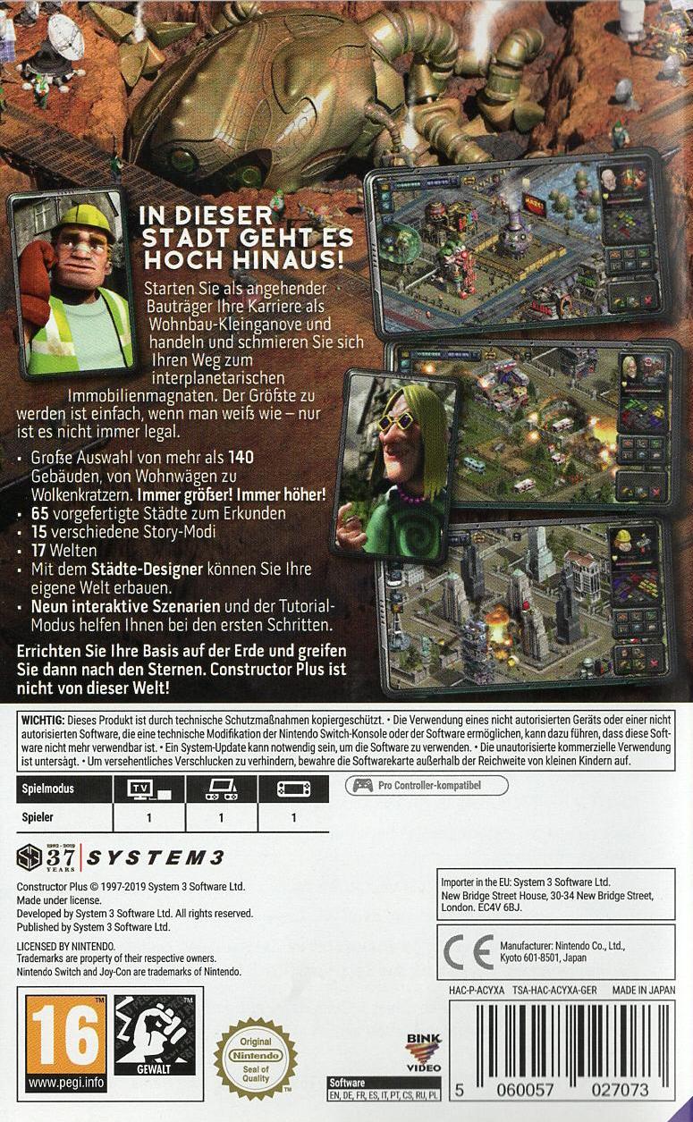 Constructor Plus - Nintendo Switch Rückseite