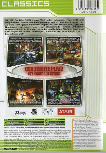Unreal Championship - Xbox Rückseite