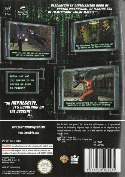 Enter the Matrix - Nintendo GameCube Rückseite