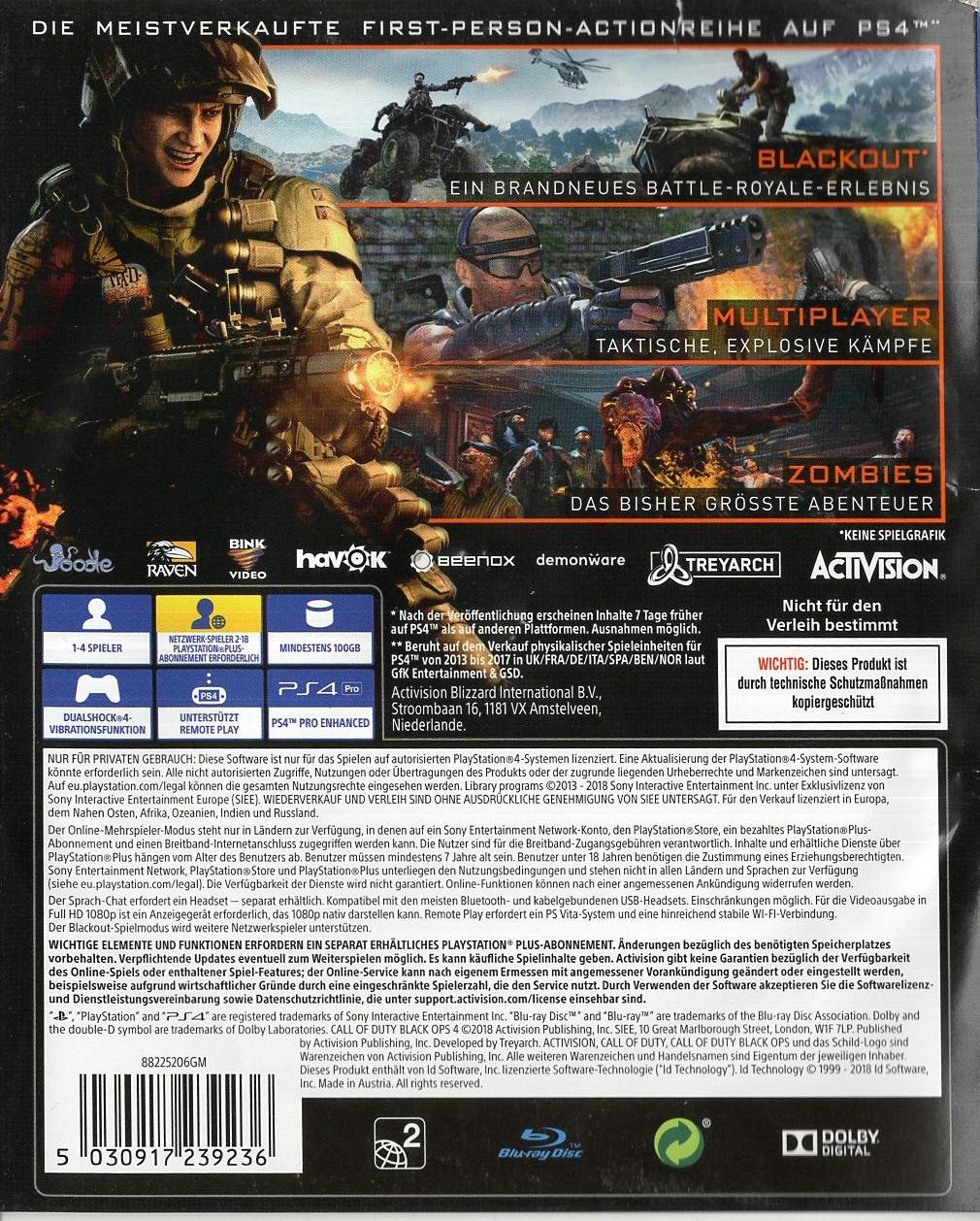 Call of Duty: Black Ops 4 - PlayStation 4 Rückseite