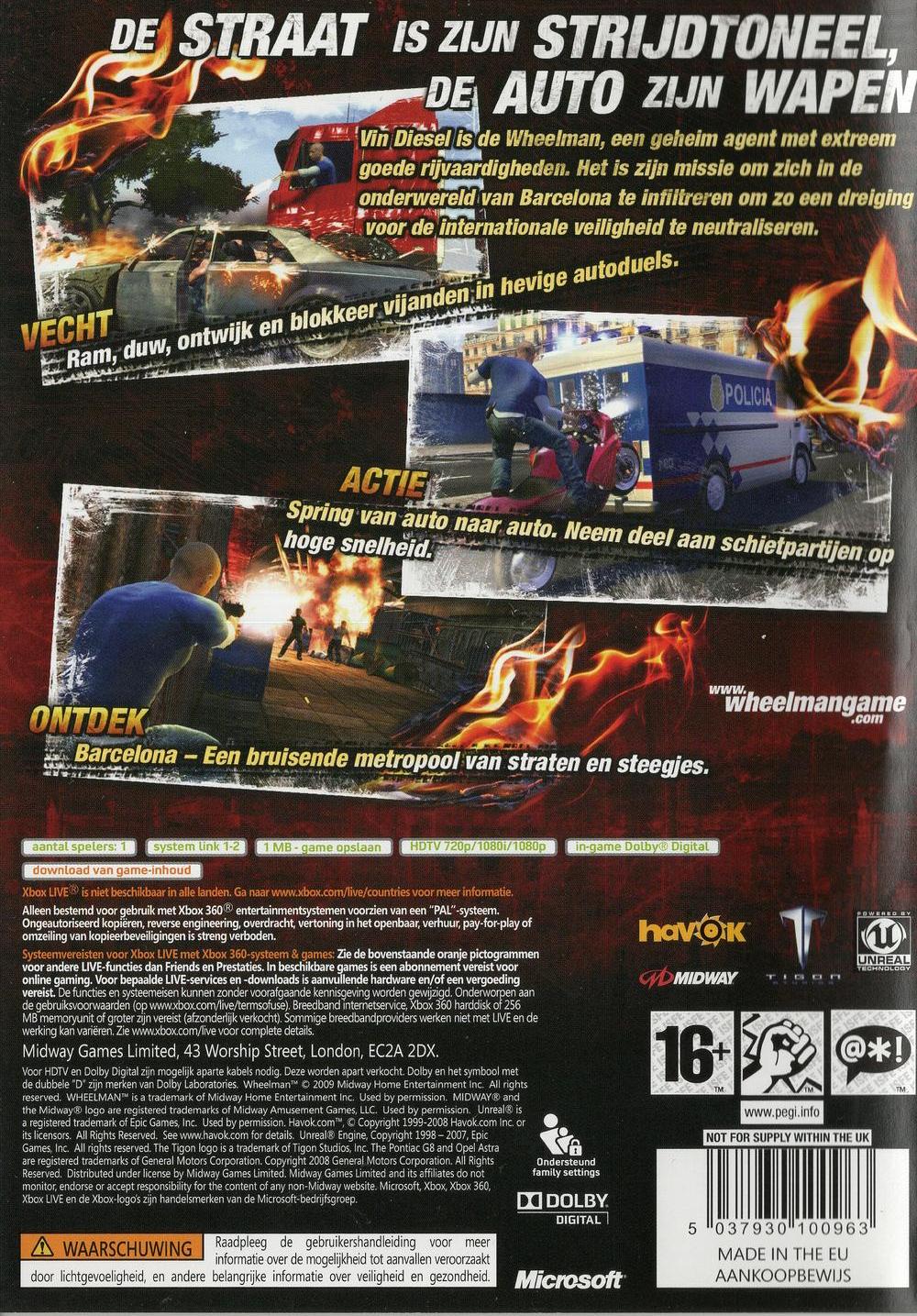Wheelman - Xbox 360 Rückseite