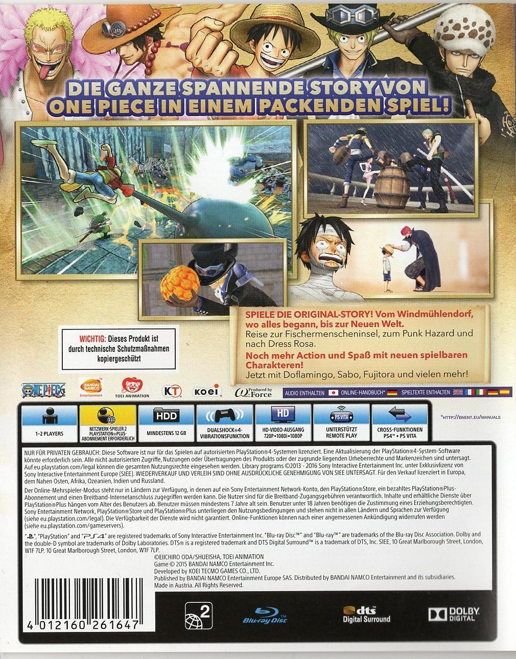 One Piece: Pirate Warriors 3 - PlayStation 4 Rückseite