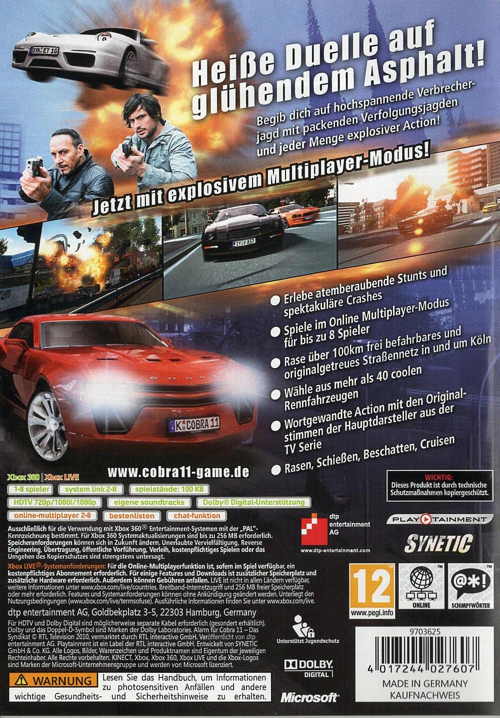Alarm für Cobra 11: Das Syndikat - Xbox 360 Rückseite