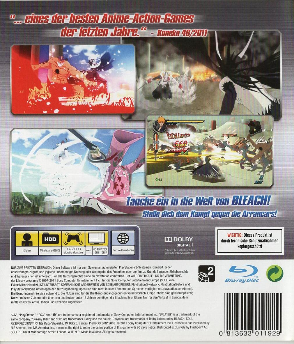 BLEACH: Soul Resurrección - PlayStation 3 Rückseite