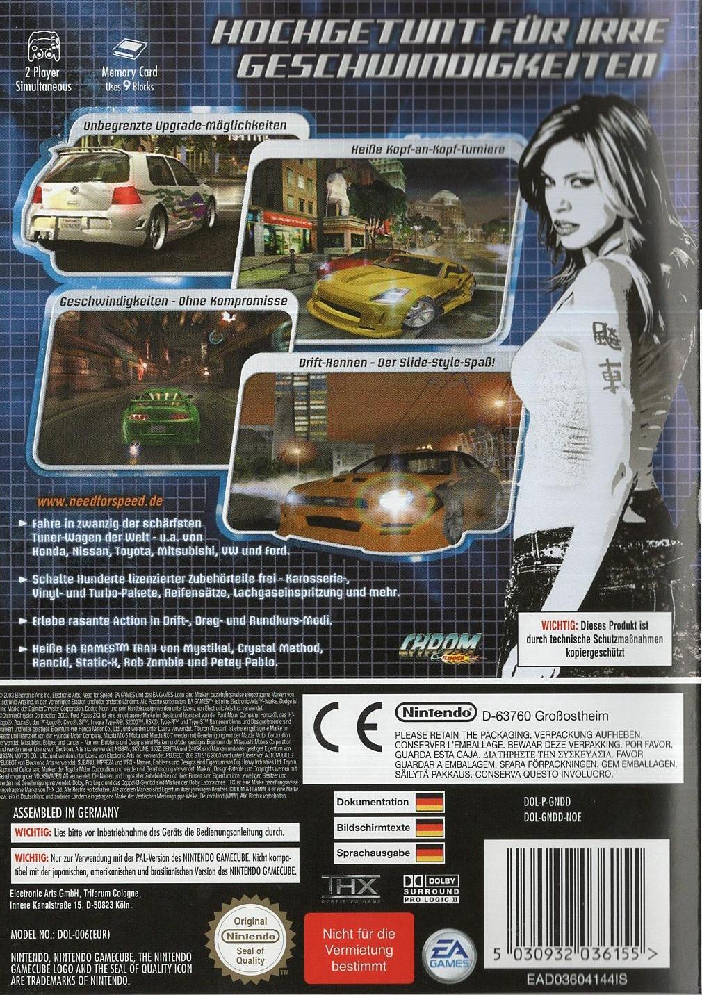 Need for Speed Underground - Nintendo GameCube Rückseite