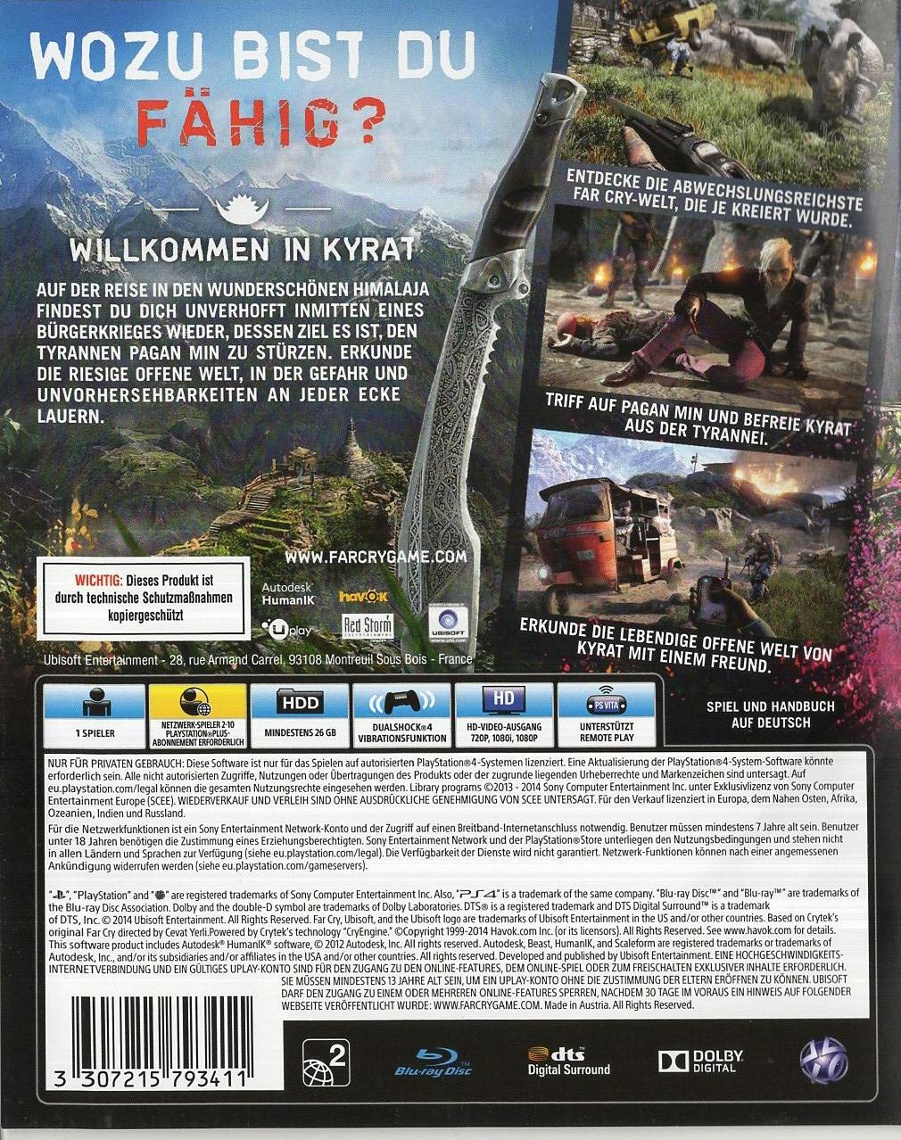 Far Cry 4 - PlayStation 4 Rückseite