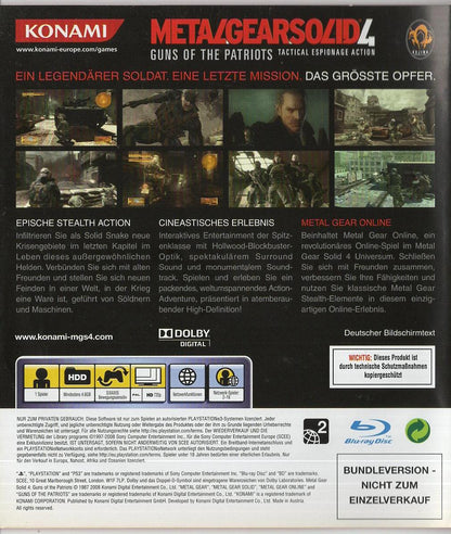 Metal Gear Solid 4: Guns of the Patriots - PlayStation 3 Rückseite