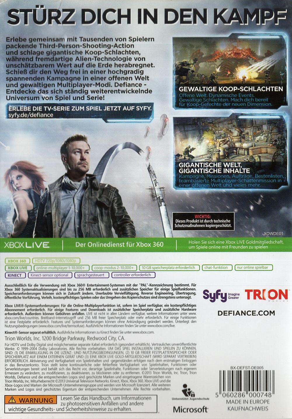 Defiance - Xbox 360 Rückseite