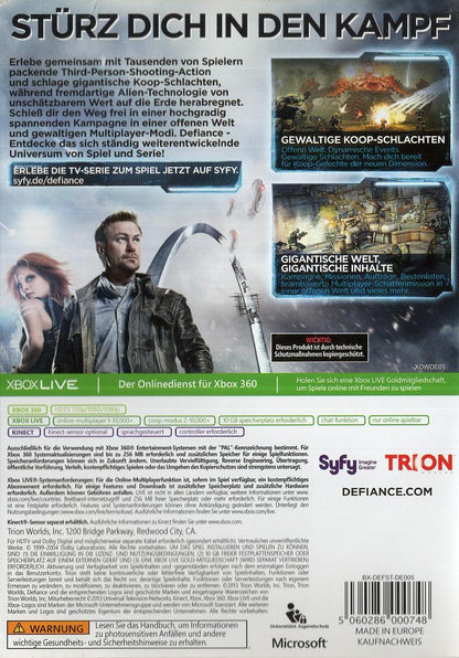 Defiance - Xbox 360 Rückseite