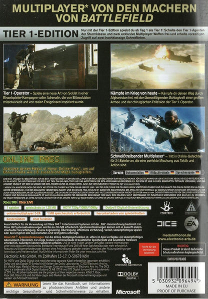 Medal of Honor Tier 1 Edition - Xbox 360 Rückseite