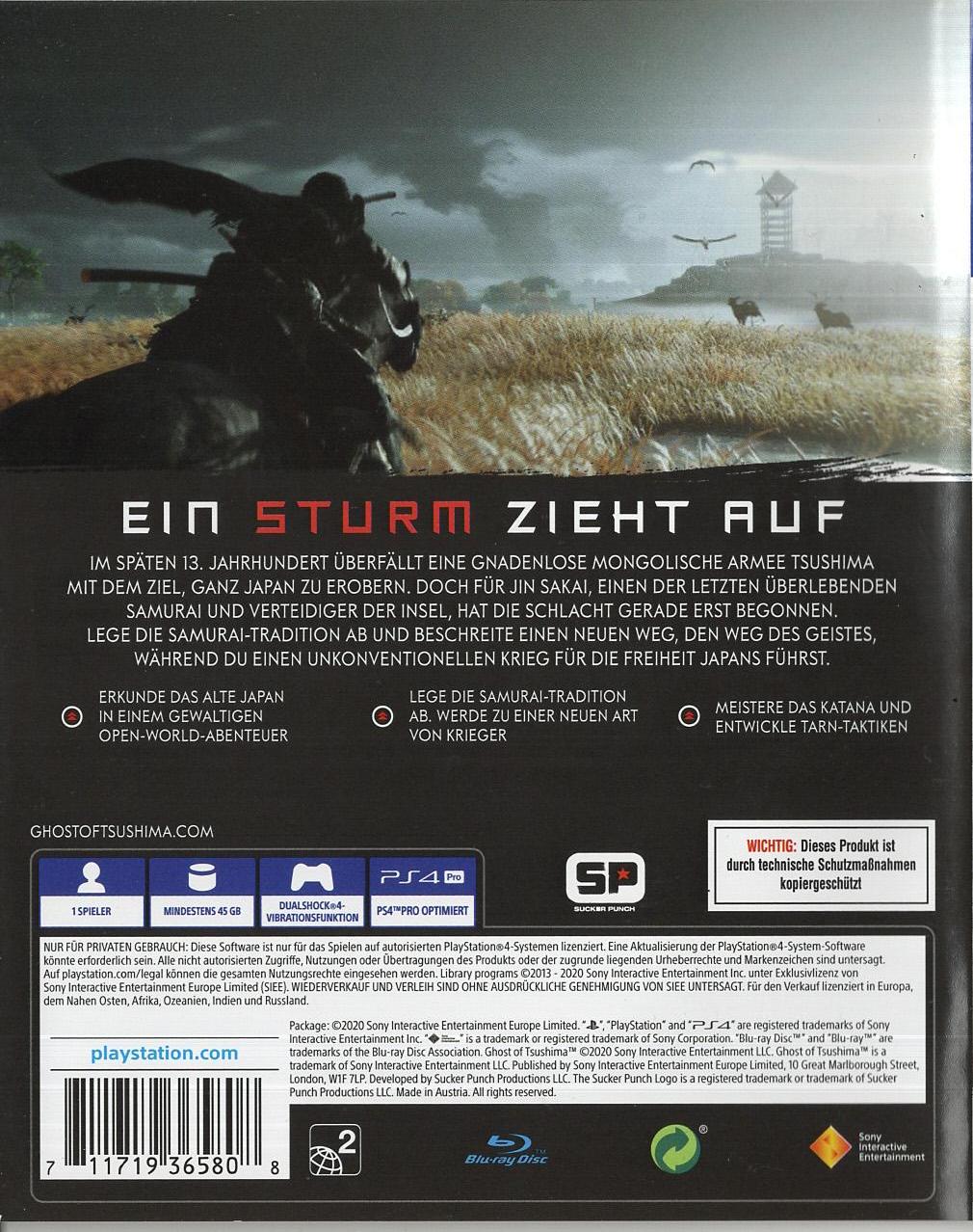 Ghost of Tsushima - PlayStation 4 Rückseite