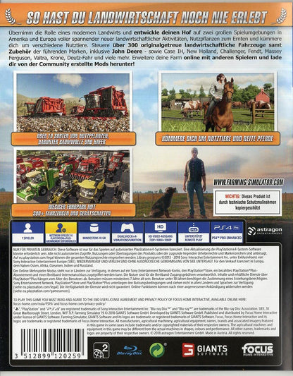 Landwirtschafts-Simulator 19 - PlayStation 4 Rückseite