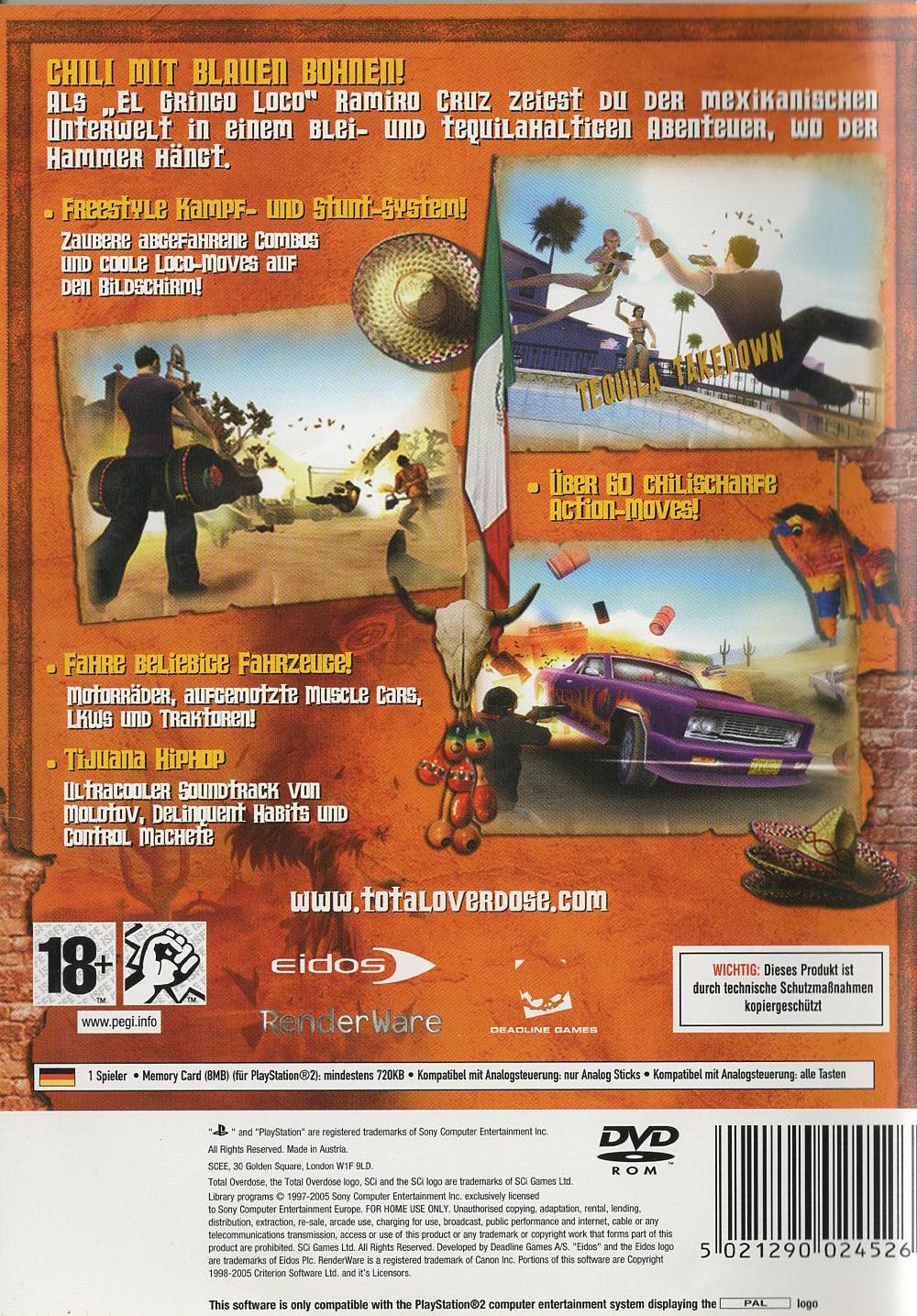 Total Overdose - PlayStation 2 Rückseite