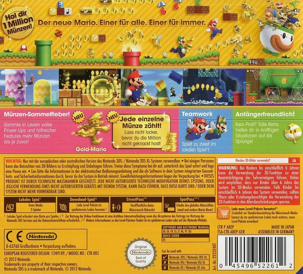 New Super Mario Bros. 2 - Nintendo 3DS Rückseite