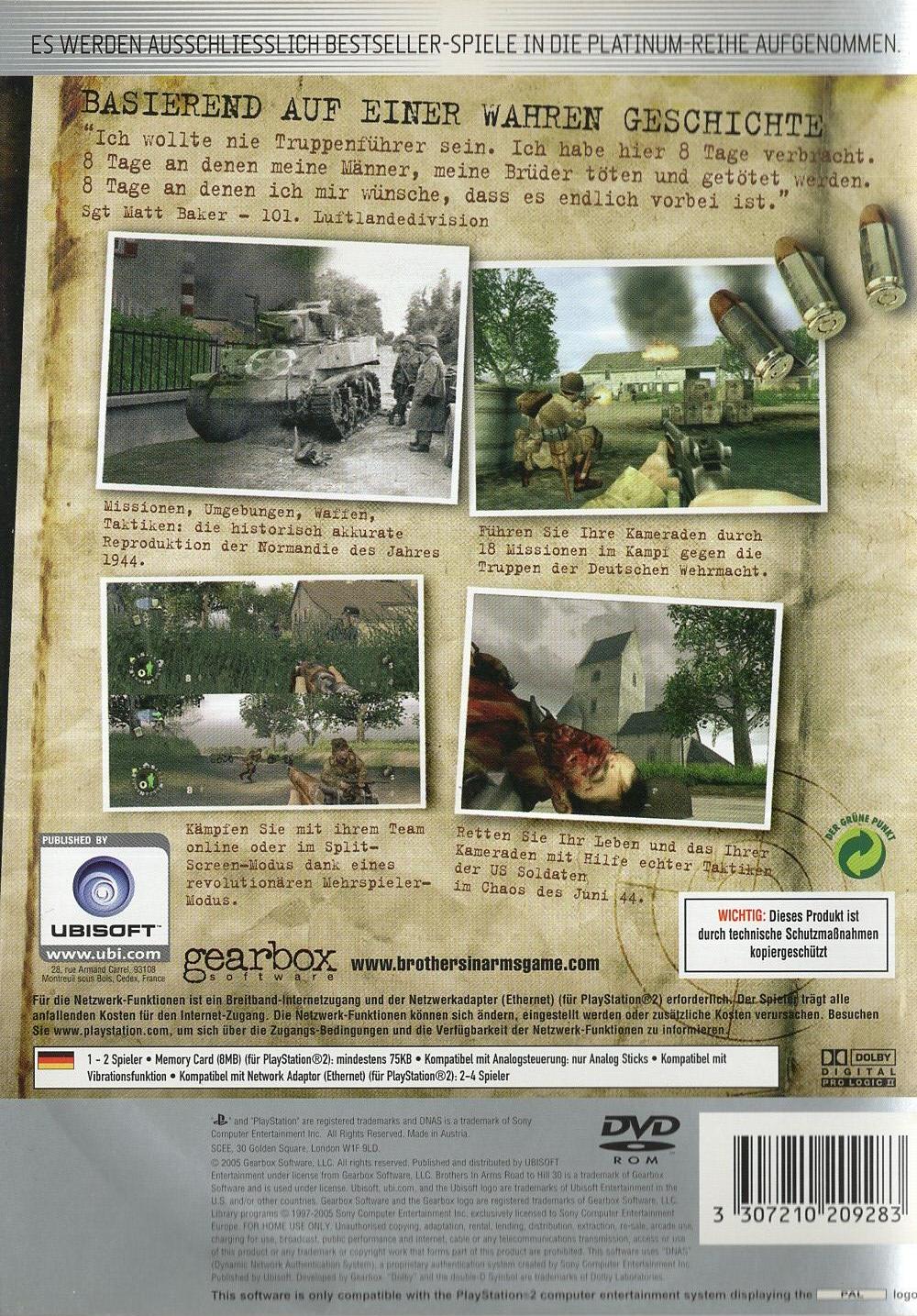 Brothers in Arms: Road to Hill 30 - PlayStation 2 Rückseite