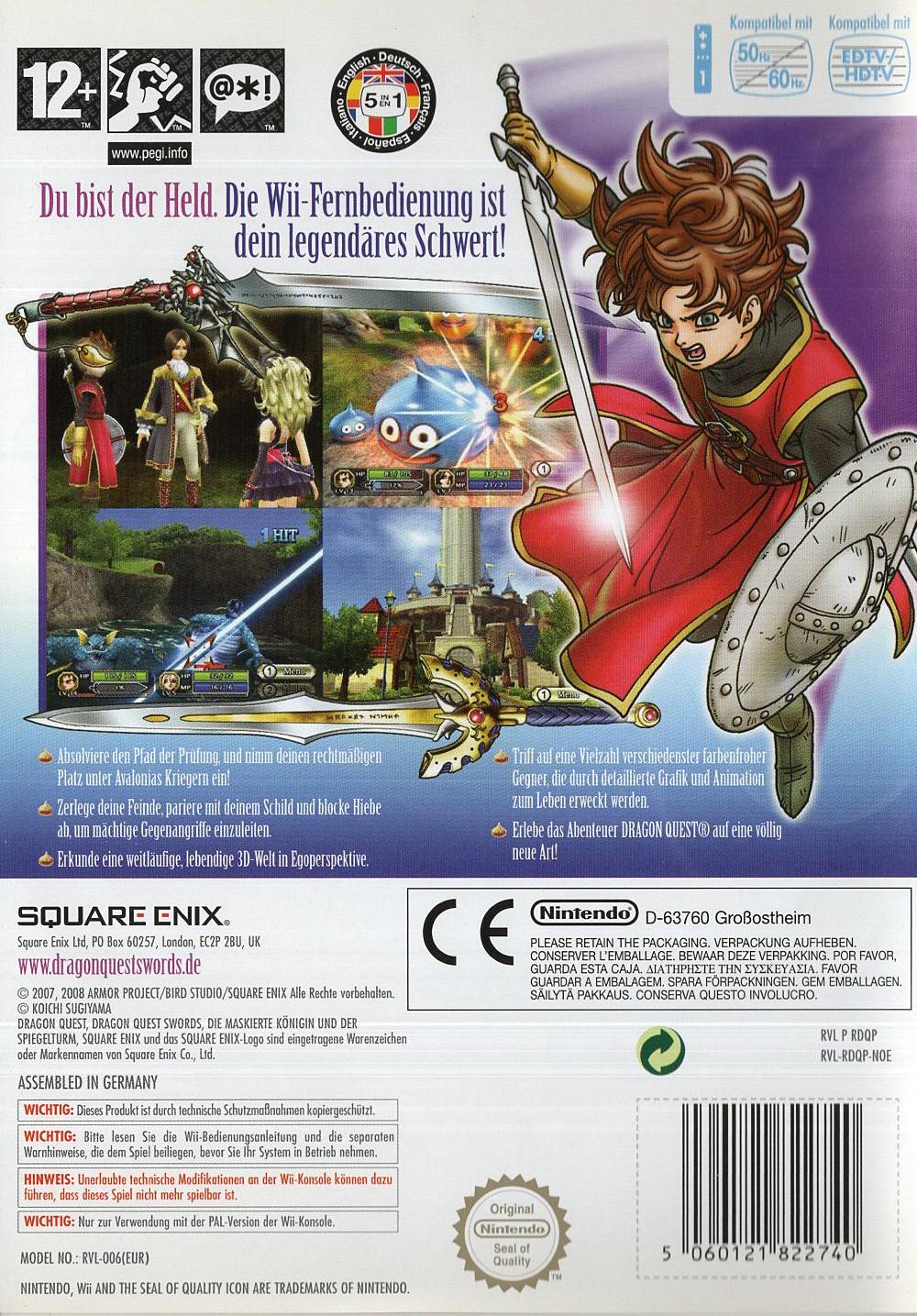 Dragon Quest Swords: Die maskierte Königin und der Spiegelturm - Nintendo Wii Rückseite