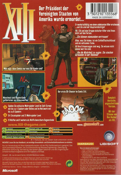 XIII - Xbox Rückseite