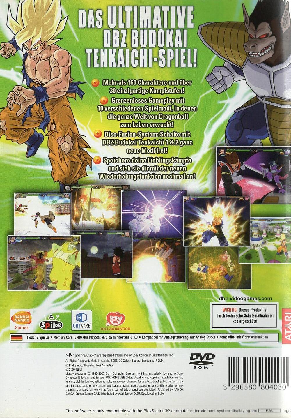 Dragon Ball Z Budokai Tenkaichi 3 - PlayStation 2 Rückseite