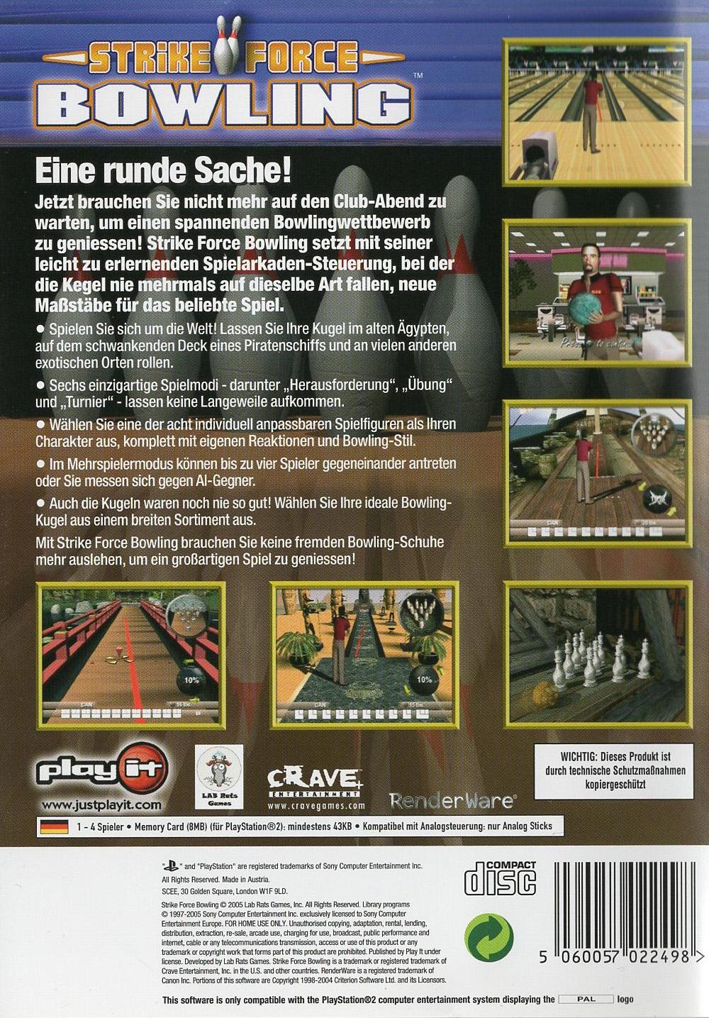 Strike Force Bowling - PlayStation 2 Rückseite