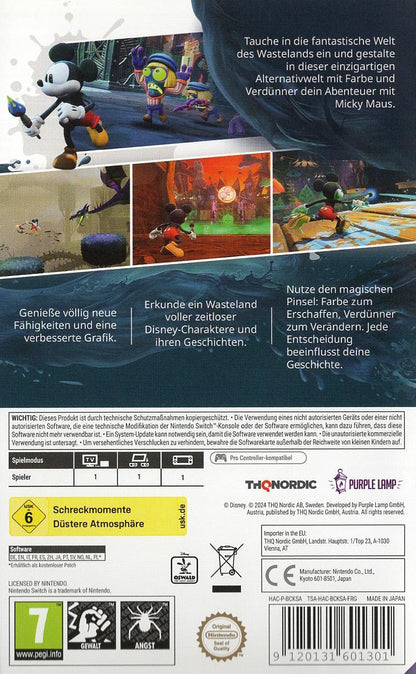 Disney Epic Mickey: Rebrushed - Nintendo Switch Rückseite