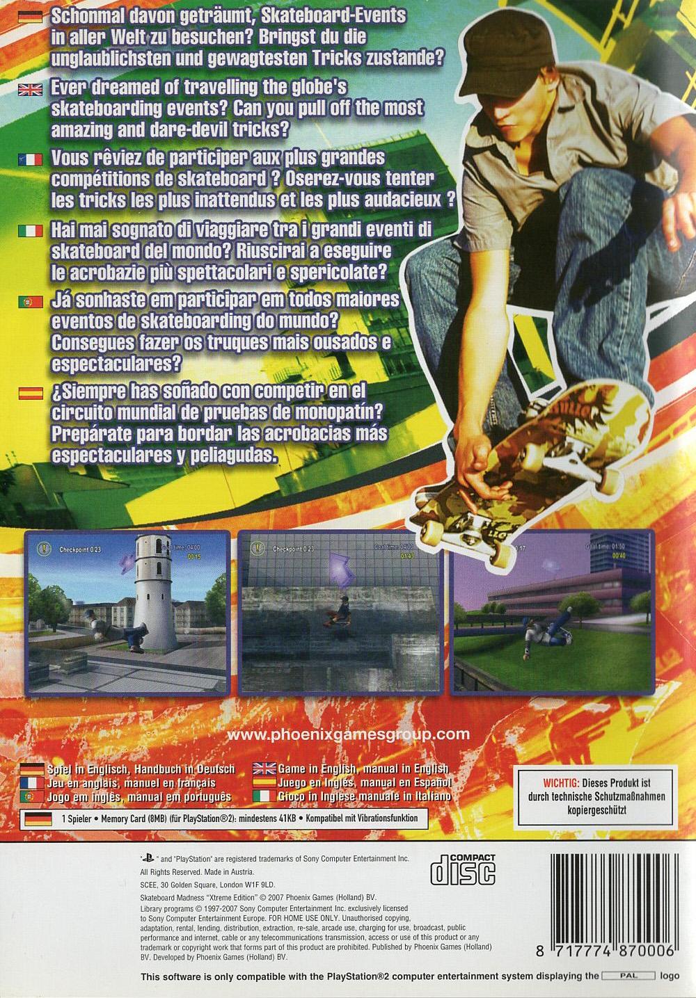 Skateboard Madness 'Xtreme Edition' - PlayStation 2 Rückseite