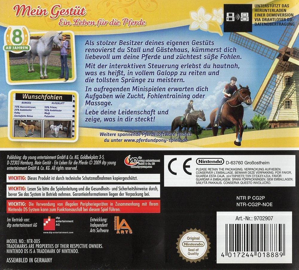 Mein Gestüt: Ein Leben für die Pferde - Nintendo DS Rückseite