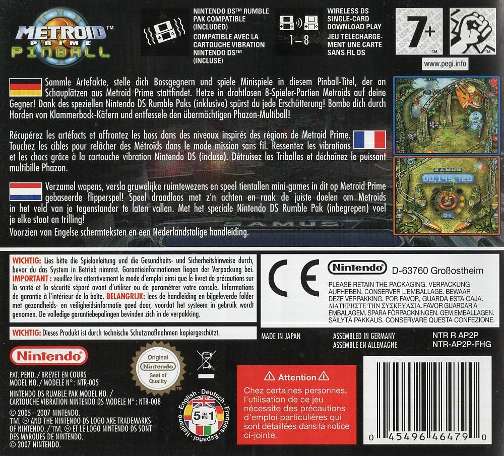 Metroid Prime Pinball - Nintendo DS Rückseite