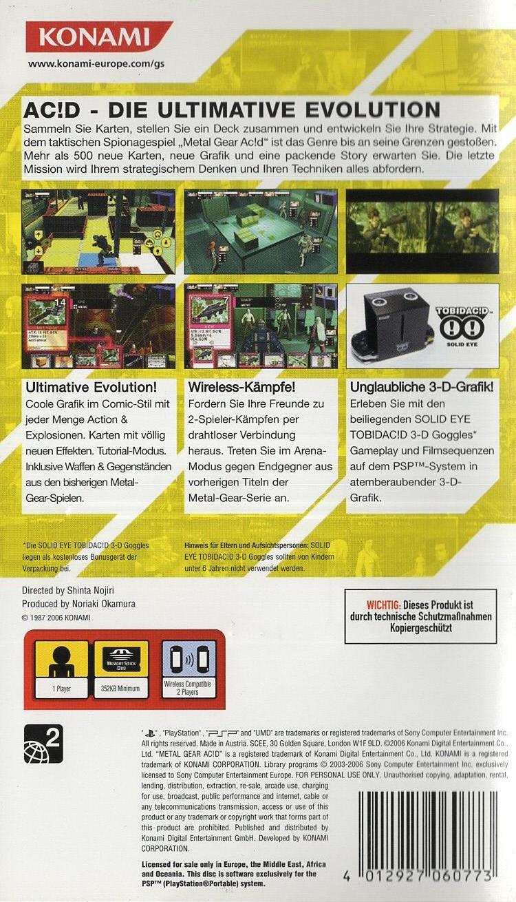 Metal Gear Acid 2 - PlayStation Portable Rückseite