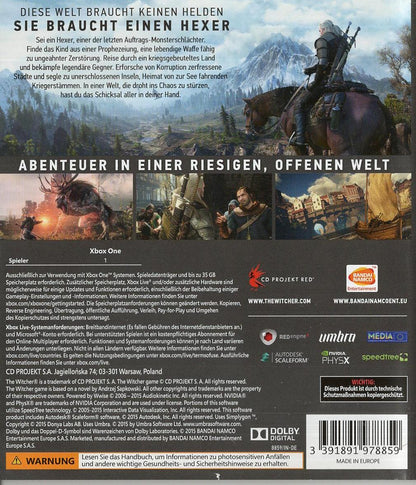The Witcher 3: Wild Hunt - Xbox One Rückseite