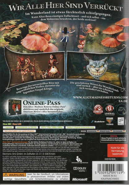 Alice: Madness Returns - Xbox 360 Rückseite