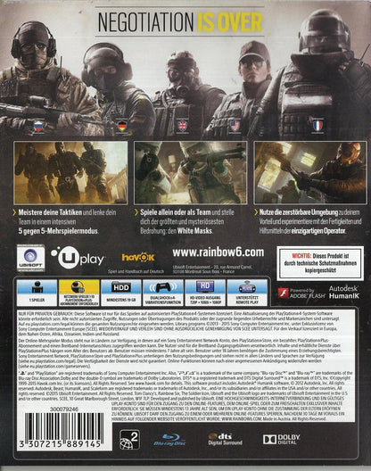 Tom Clancy's Rainbow Six Siege - PlayStation 4 Rückseite