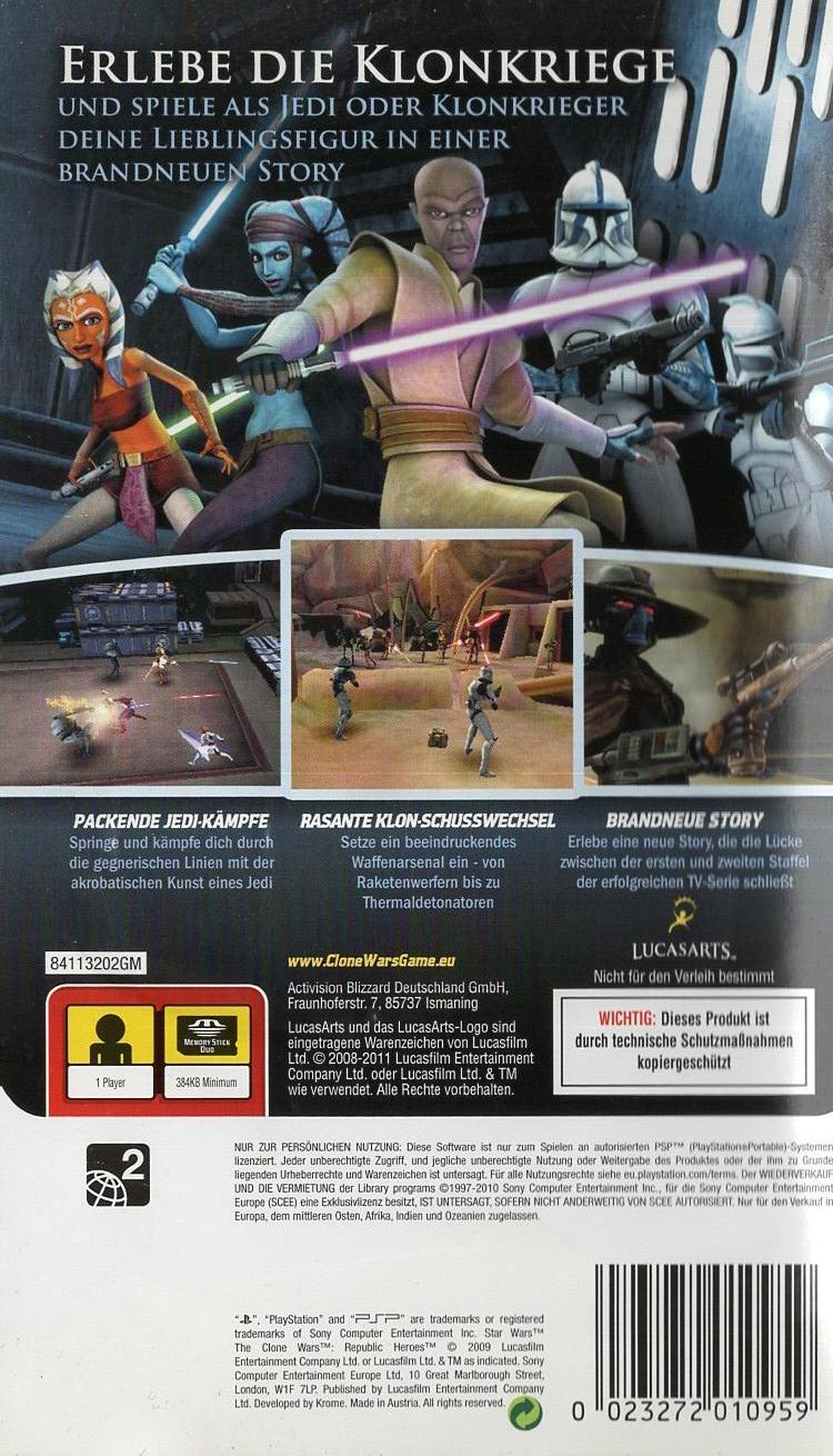 Star Wars: The Clone Wars - Republic Heroes - PlayStation Portable Rückseite