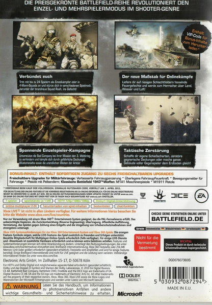 Battlefield: Bad Company 2 - Xbox 360 Rückseite