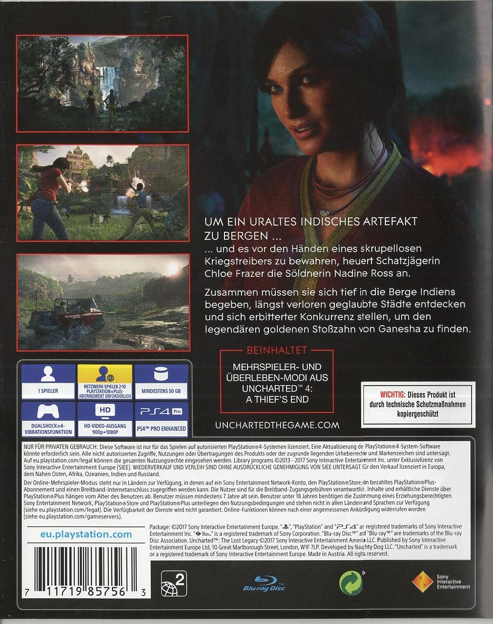 Uncharted: The Lost Legacy - PlayStation 4 Rückseite
