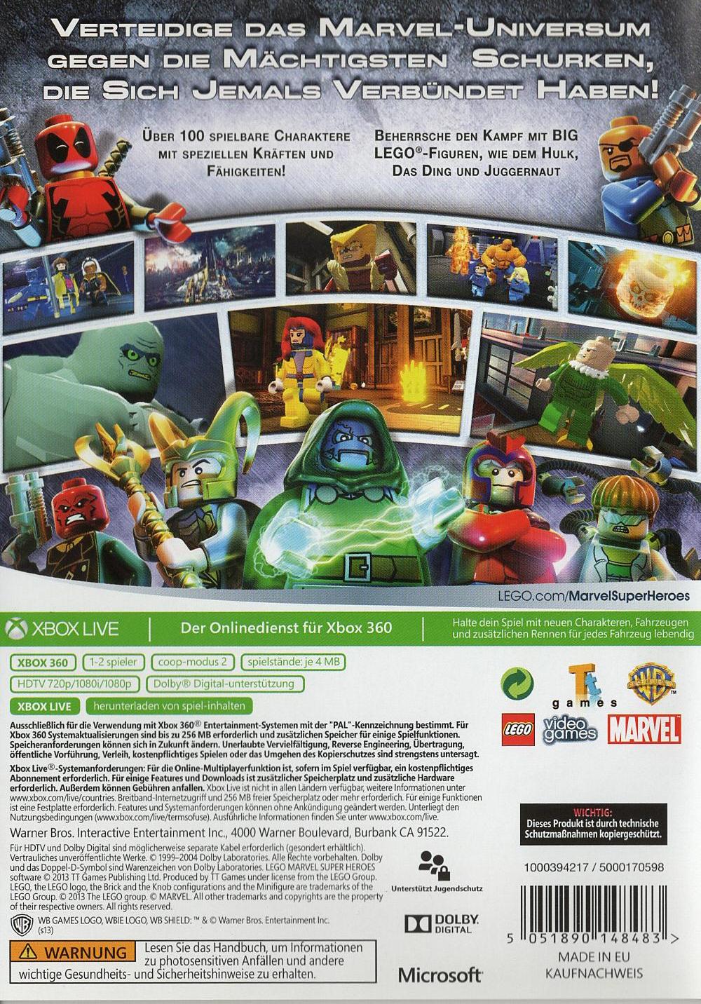 LEGO Marvel Super Heroes - Xbox 360 Rückseite
