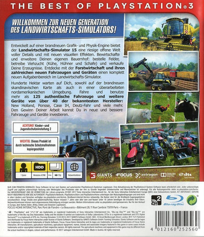 Landwirtschafts-Simulator 15 - PlayStation 3 Rückseite